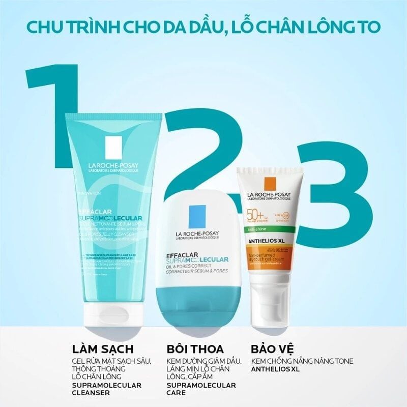 Gel Rửa Mặt La Roche-Posay Giảm Dầu, Thông Thoáng Lỗ Chân Lông Laboratoire Dermatologique Effaclar Supramolecular Oil & Pores Jelly Cleanser