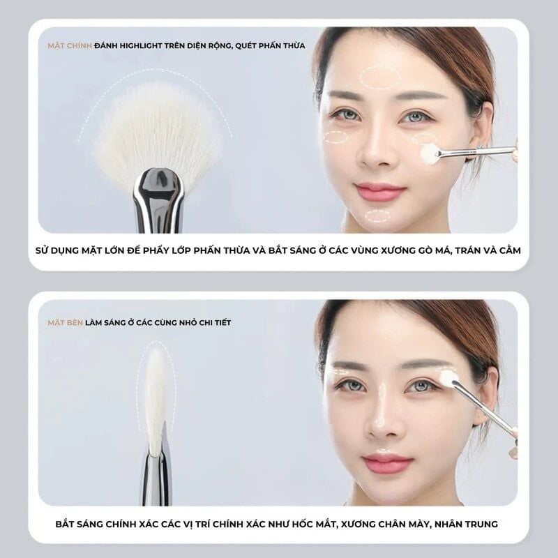 Cọ Highlight Hình Quạt Guoxiaoniu Rose Gold #360 Fan Highlighter Brush