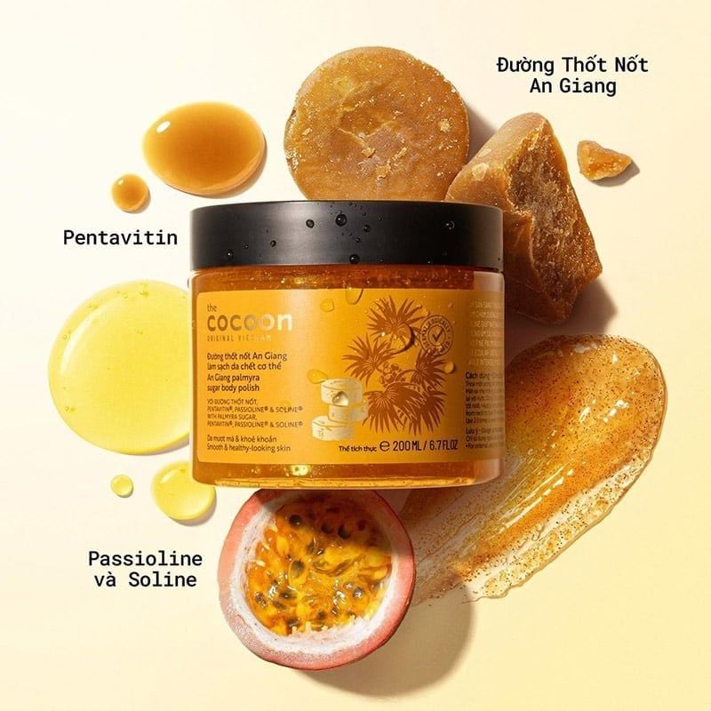 Tẩy Da Chết Body Cocoon Đường Thốt Nốt An Giang Palmyra Sugar Body Polish - túi refill 200ml