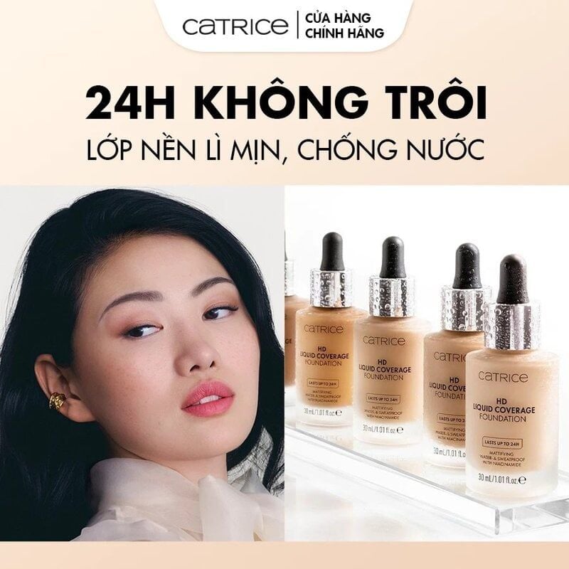 Kem Nền Kiềm Dầu, Che Phủ Tự Nhiên Catrice HD Liquid Coverage Foundation 30ml