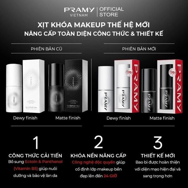  Xịt Khóa Nền Cố Định Trang Điểm Pramy Setting Spray Finish 