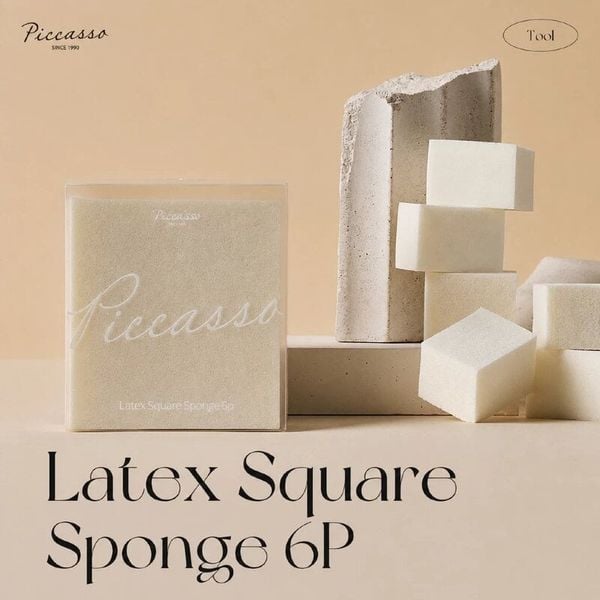  Mút Trang Điểm Piccasso Latex Square Makeup Sponge 6P 