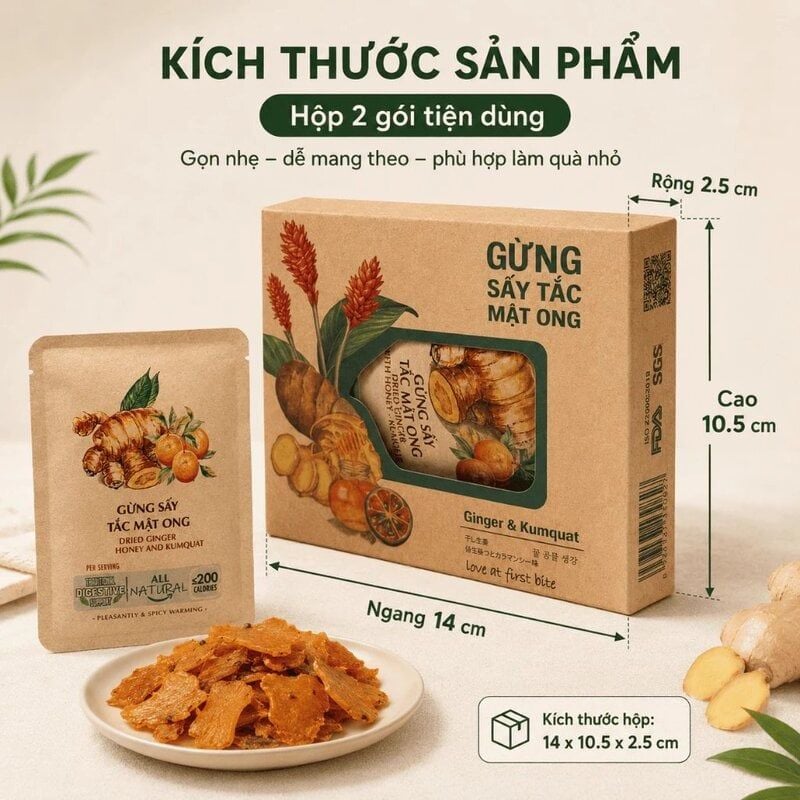 Hộp Gừng Sấy Tắc Mật Ong Nam Xanh JSC 40g