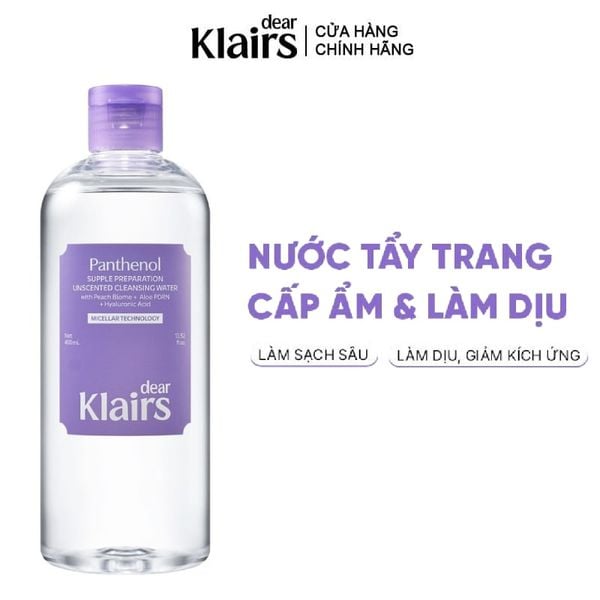  Nước Tẩy Trang Dear Klairs Dịu Nhẹ, Cấp Ẩm Supple Preparation Unscented Cleansing Water 400ml 