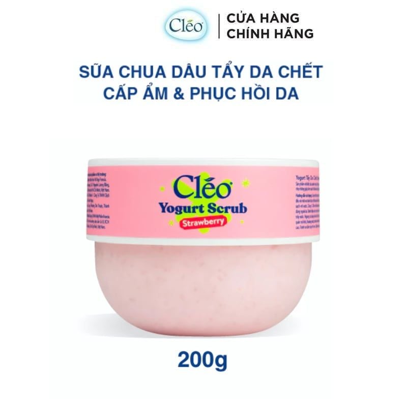 Tẩy Da Chết Cleo Làm Sạch Dịu Nhẹ, Cấp Ẩm Cho Da Yogurt Scrub Strawberry 200ml