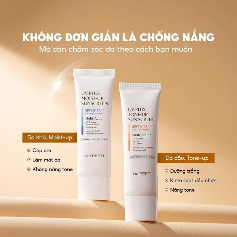 Kem Chống Nắng Dr.Pepti UV Plus Sunscreen SPF50+ PA++++ 50ml