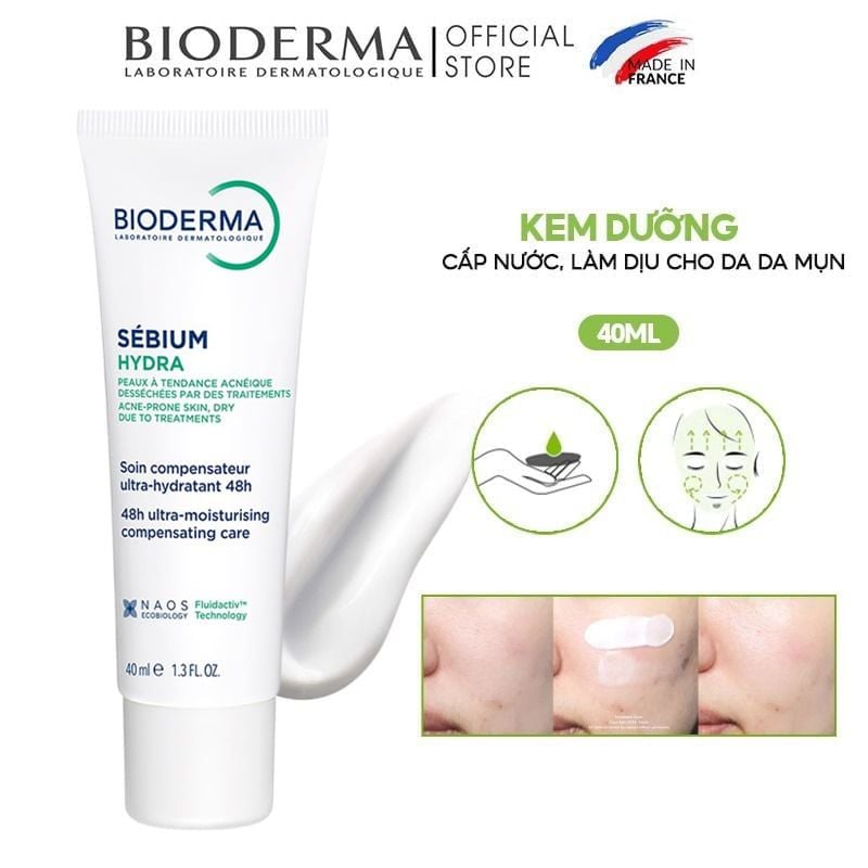 Kem Dưỡng Bioderma Cấp Nước, Làm Dịu Da Cho Da Mụn Sebium Hydra 40ml