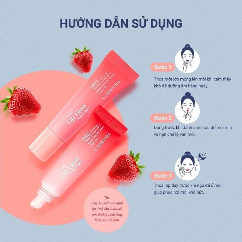 Son Dưỡng Carenel Hồng Môi Hương Dâu Berry Lip Glow Repair Balm 10g #Berry