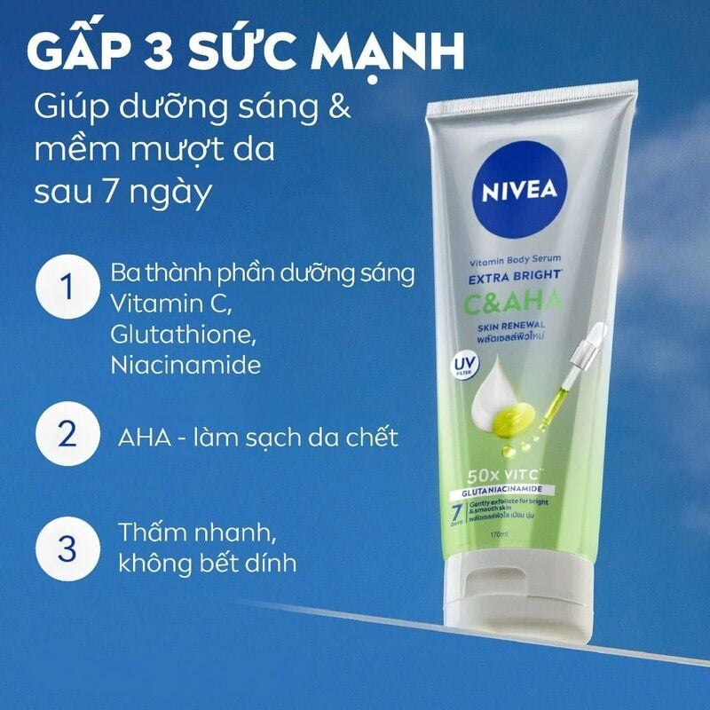 Serum Dưỡng Thể Dưỡng Sáng Da Nivea Vitamin Body Serum Extra Bright