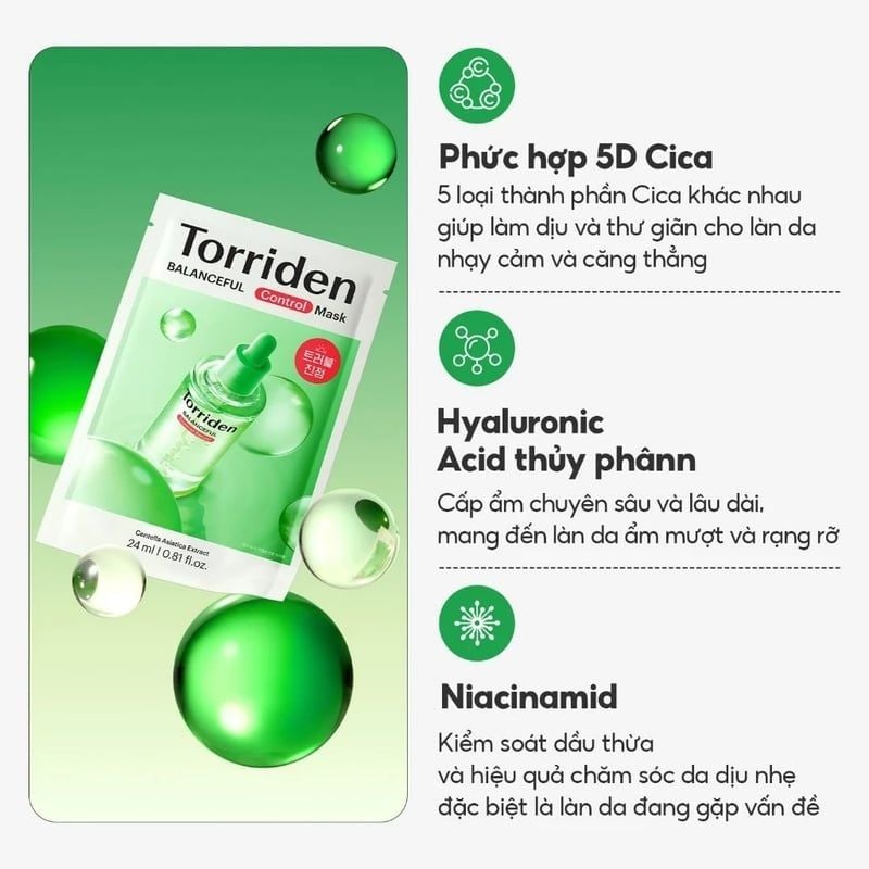 Mặt Nạ Làm Dịu, Kiểm Soát Da Torriden Balanceful Control Mask 24ml