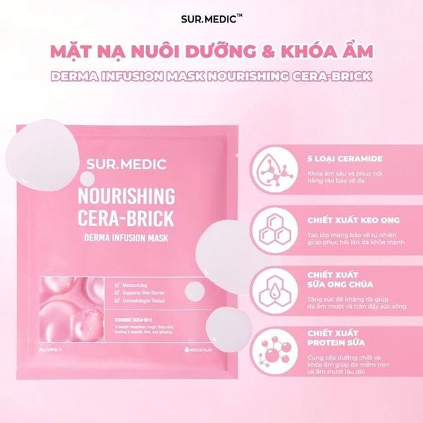  Mặt Nạ Sur.Medic+ Dưỡng Ẩm, Làm Dịu, Hỗ Trợ Dưỡng Sáng, Phục Hồi Da Derma Infusion Mask 28g 