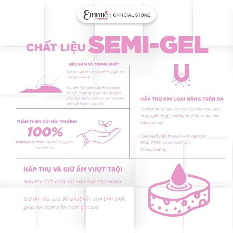 Toner Pad Emmié By Happyskin Dưỡng Ẩm, Làm Dịu Da, Hỗ Trợ Làm Sáng Da Semi-Gel Mask Pad