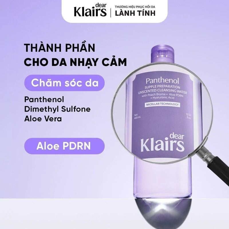 Nước Tẩy Trang Dear Klairs Dịu Nhẹ, Cấp Ẩm Supple Preparation Unscented Cleansing Water 400ml