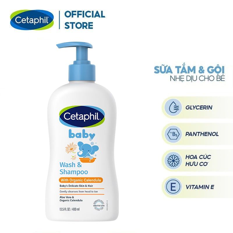 Sữa Tắm Gội Dịu Nhẹ Cho Bé Cetaphil Baby Wash & Shampoo With Organic Calendula 400ml