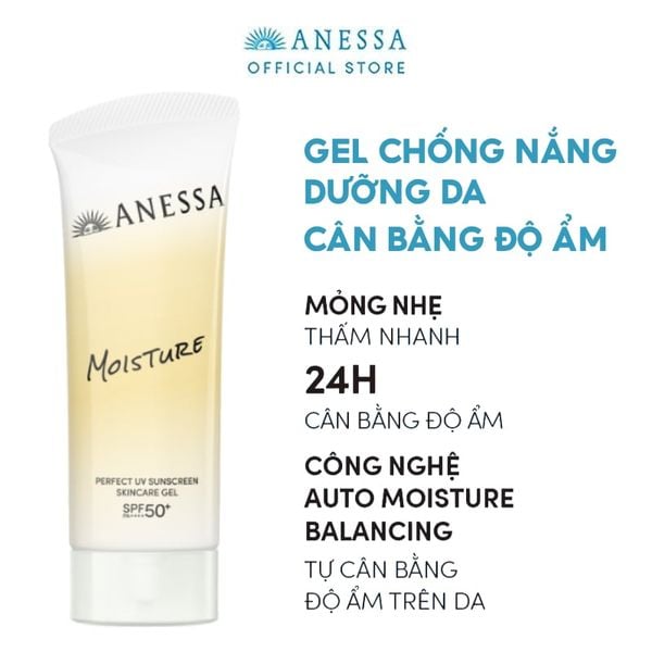  Gel Chống Nắng Anessa Dưỡng Ẩm Da Perfect UV Sunscreen Skincare Gel SPF50+/PA++++ 90g 