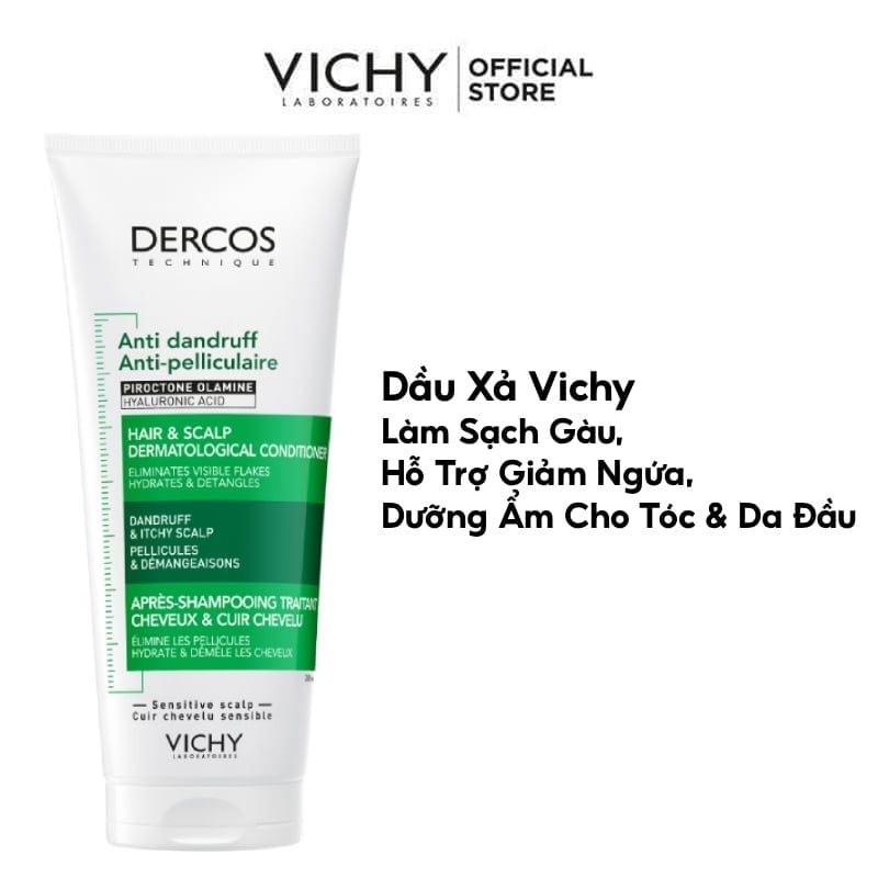 Dầu Xả Vichy Làm Sạch Gàu, Hỗ Trợ Giảm Ngứa, Dưỡng Ẩm Cho Tóc & Da Đầu Laboratoires Dercos Technique Anti Dandruff Hair & Scalp Dermatological Conditioner 200ml