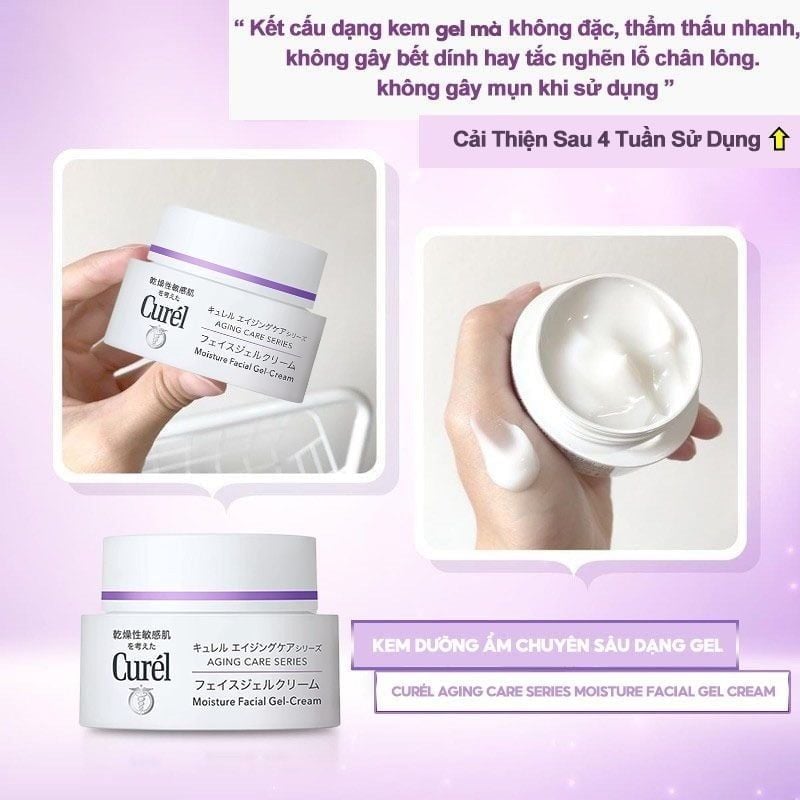 Kem Dưỡng Ẩm Curél Dạng Gel Dành Cho Da Lão Hóa Aging Care Series Moisture Facial Gel Cream 40g