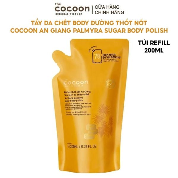  Tẩy Da Chết Body Cocoon Đường Thốt Nốt An Giang Palmyra Sugar Body Polish - túi refill 200ml 