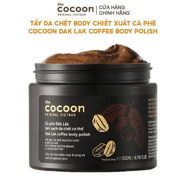  Tẩy Da Chết Body Cocoon Làm Đều Màu Da Và Dưỡng Mịn Da Chiết Xuất Cà Phê Dak Lak Coffee Body Polish 200ml 
