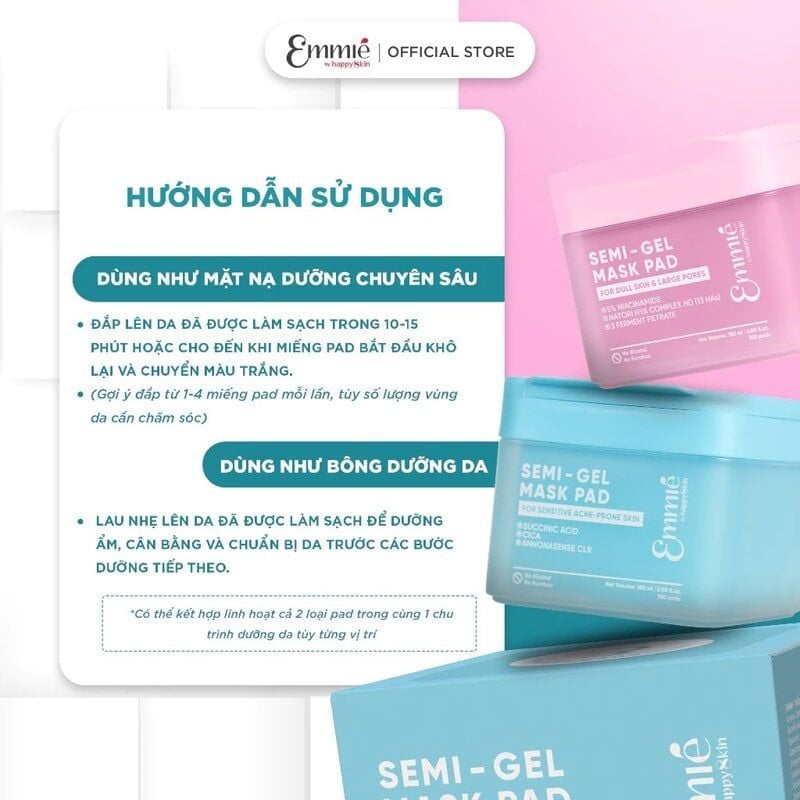 Toner Pad Emmié By Happyskin Dưỡng Ẩm, Làm Dịu Da, Hỗ Trợ Làm Sáng Da Semi-Gel Mask Pad