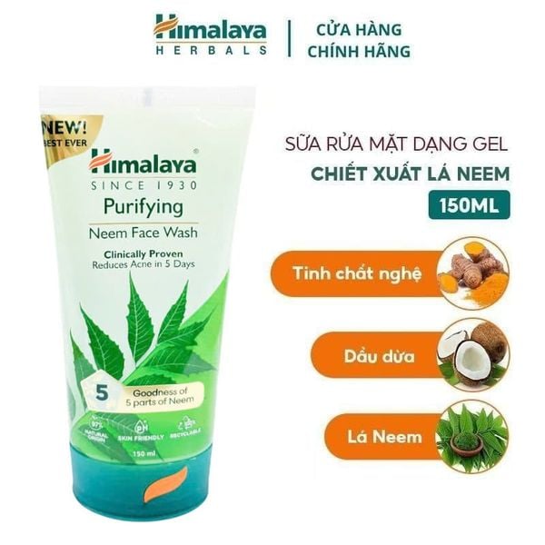  Sữa Rửa Mặt Himalaya Dạng Gel Hỗ Trợ Giảm Mụn Chiết Xuất Lá Neem Purifying Neem Face Wash 