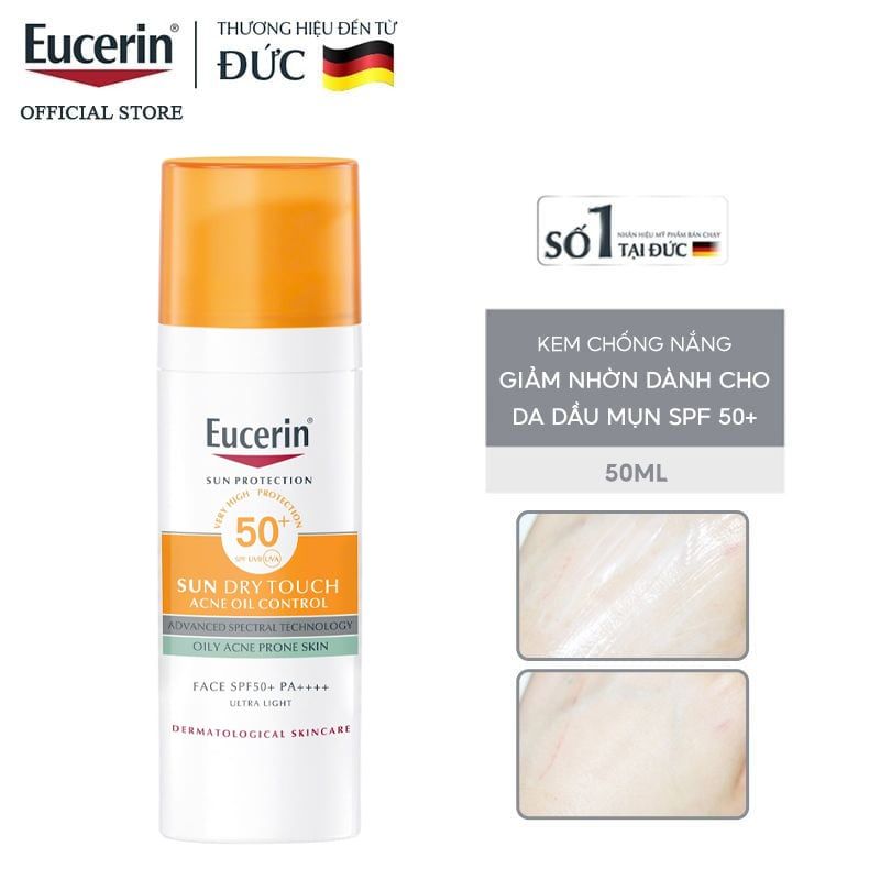 Kem Chống Nắng Eucerin Dành Cho Da Dầu Mụn Sun Dry Touch Oil Control Face