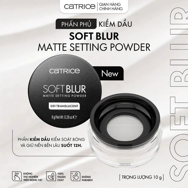 Phấn Phủ Catrice Mỏng Nhẹ Kiềm Dầu Soft Blur Matte Setting Powder 8g