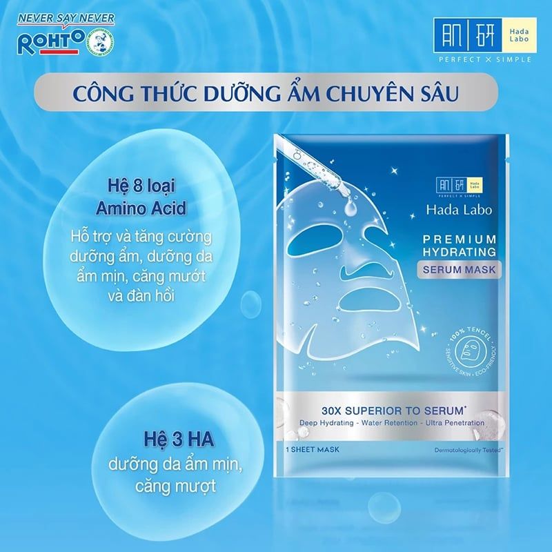 Mặt Nạ Tinh Chất Hada Labo Dưỡng Ẩm, Làm Dịu Da, Cải Thiện Mụn Premium Serum Mask 23g