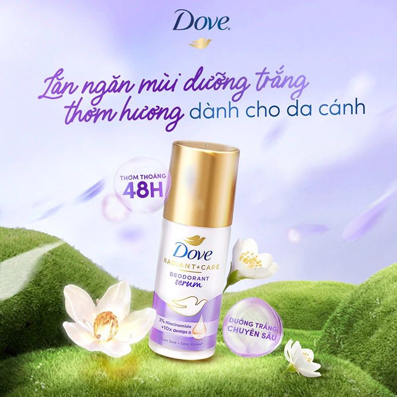 Lăn Khử Mùi DOVE Tinh Chất Serum Sáng Da, Mờ Thâm NIA 45ml