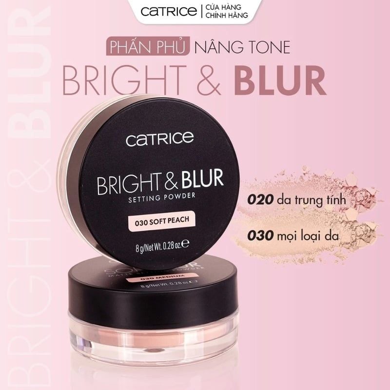 Phấn Phủ Dạng Bột Căng Bóng Nâng Tone Catrice Bright & Blur Setting Powder 020 Soft Pink 8g