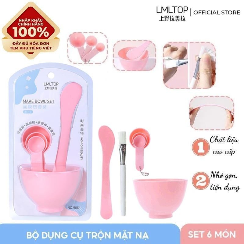 [NHẬP KHẨU][Set 6 Món] Bộ Dụng Cụ LMLTOP Trộn Đắp Mặt Nạ Bằng Nhựa Cao Cấp Mask Bowl