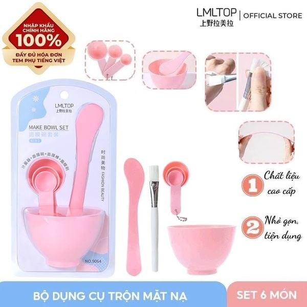  [NHẬP KHẨU][Set 6 Món] Bộ Dụng Cụ LMLTOP Trộn Đắp Mặt Nạ Bằng Nhựa Cao Cấp Mask Bowl 