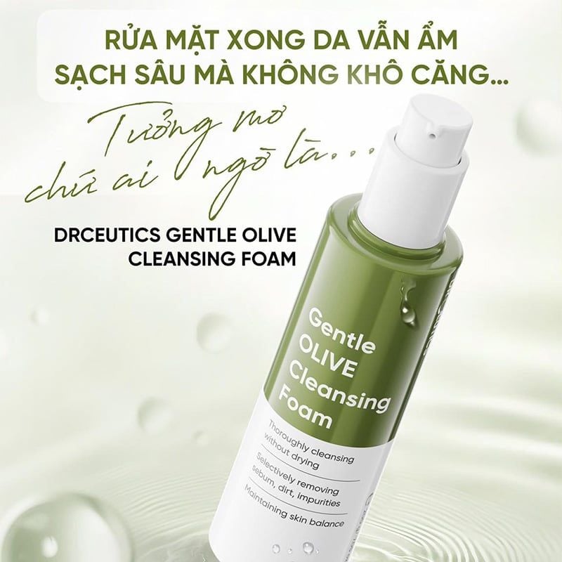 Sữa Rửa Mặt DrCeutics Sạch Sâu, Dịu Nhẹ Cho Da Gentle Olive Cleansing Foam