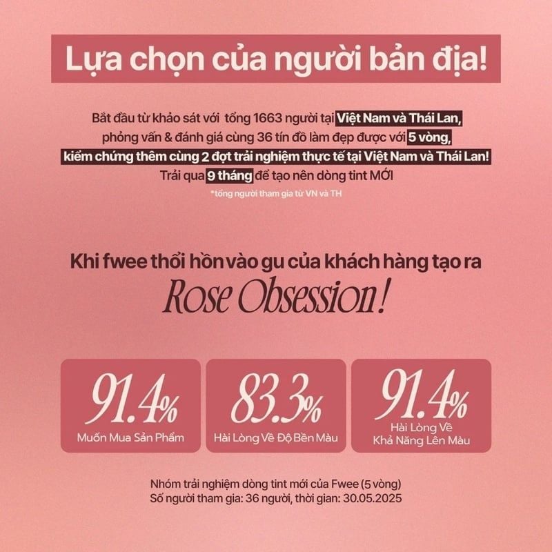 Son Tint Bền Màu fwee Rose Obsession Stay-Fit Tint