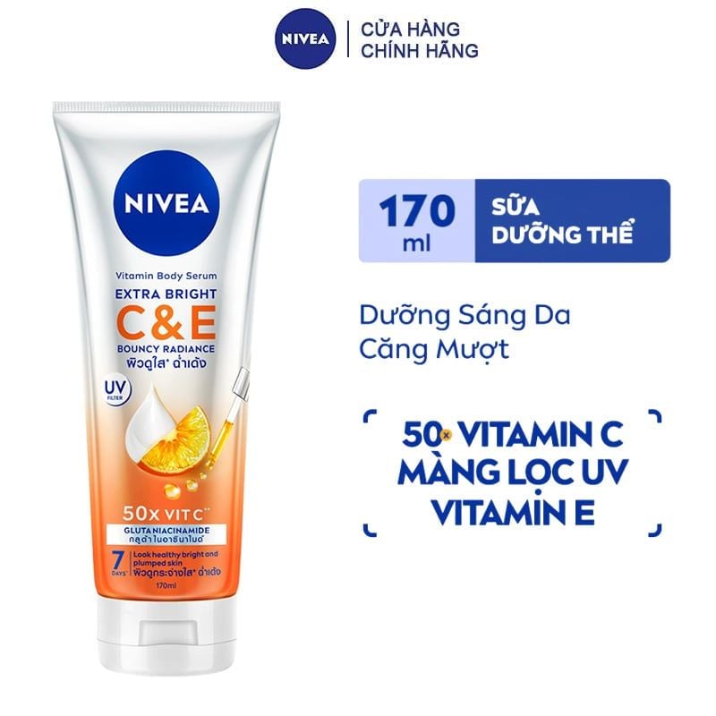 Sữa Dưỡng Thể Nivea Giúp Da Căng Mượt, Hỗ Trợ Trắng Da Extra Bright Vitamin Lotion C&E