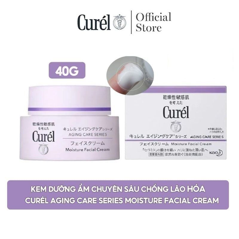 Kem Dưỡng Ẩm Curél Làm Chậm Lão Hóa Aging Care Series Moisture Facial Cream 40g