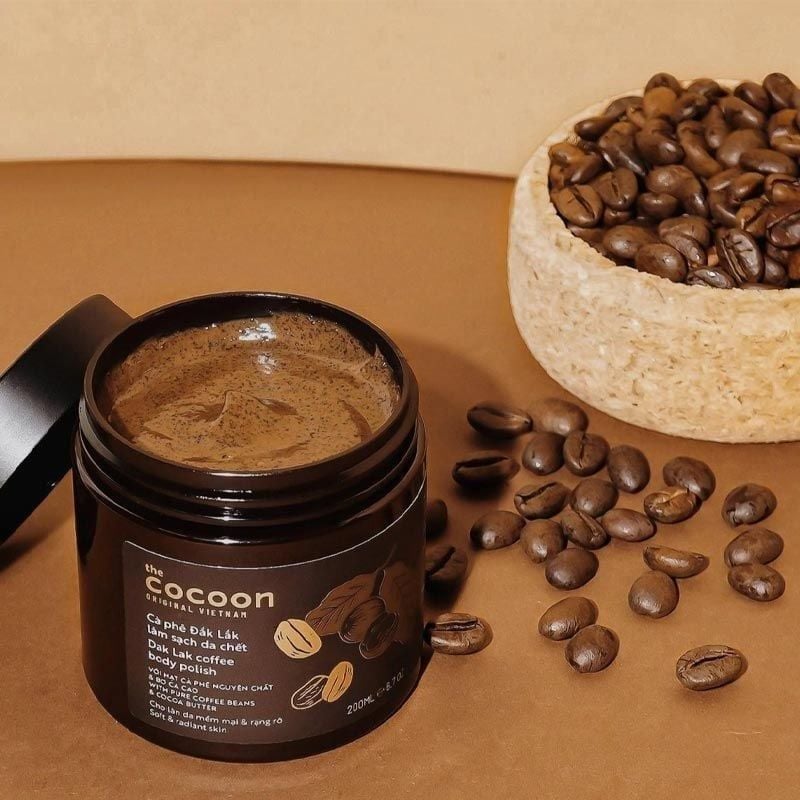 Tẩy Da Chết Body Cocoon Làm Đều Màu Da Và Dưỡng Mịn Da Chiết Xuất Cà Phê Dak Lak Coffee Body Polish - túi refill 200ml