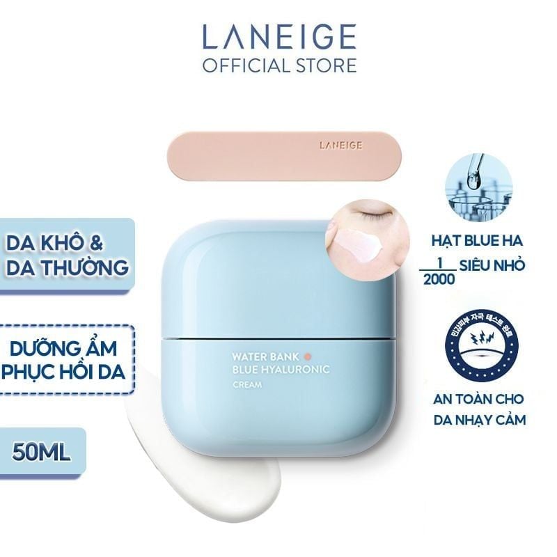 Kem Dưỡng Ẩm Laneige Làm Dịu, Hỗ Trợ Phục Hồi Cho Da Thường, Da Khô Water Bank Blue Hyaluronic Cream For Normal To Dry Skin 50ml