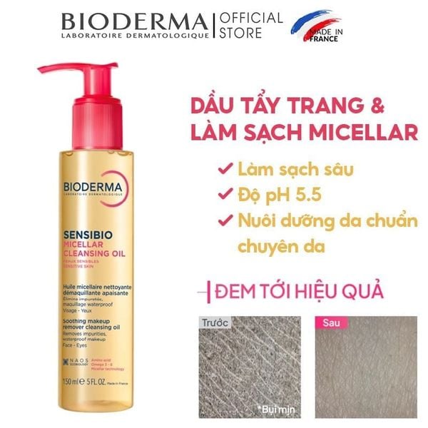  Dầu Tẩy Trang Bioderma Làm Sạch Sâu Sensibio Micellar Cleansing Oil 150ml 