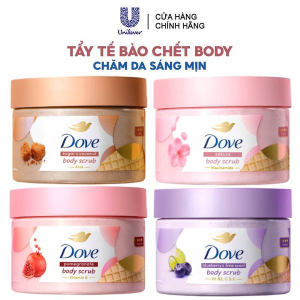  Tẩy Tế Bào Chết Body DOVE Chăm Da Sáng Mịn Body Scrub 298g/280g 