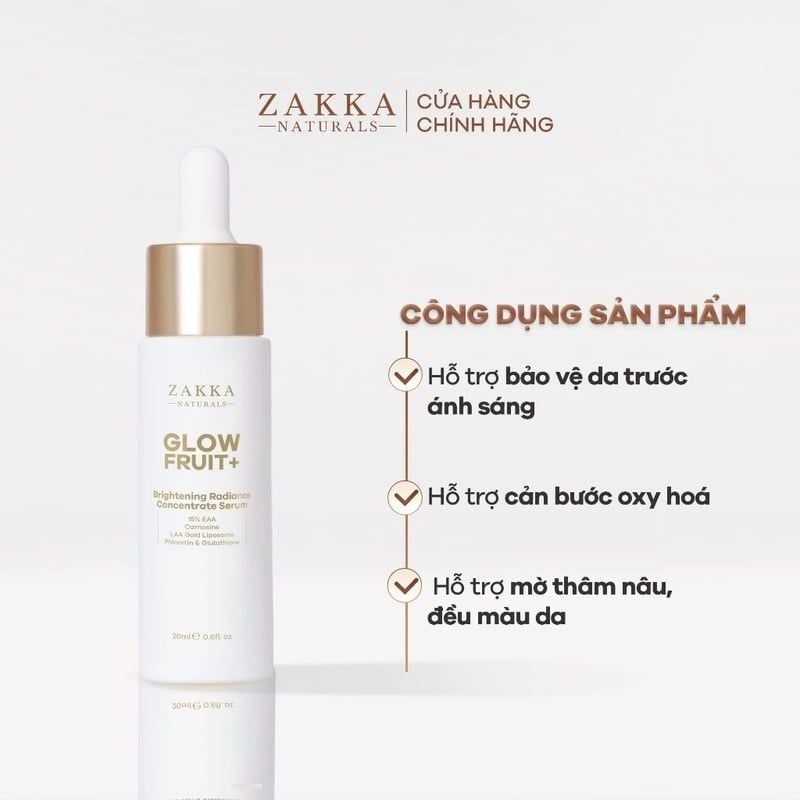 Serum Vitamin C Hỗ Trợ Dưỡng Sáng, Đều Màu Da Zakka Naturals GlowFruit+ Brightening Radiance Concentrate Serum 20ml