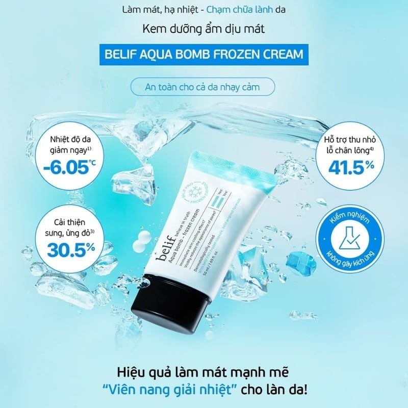 Kem Dưỡng Ẩm Belif Dịu Mát Da Aqua Bomb - Frozen Cream 50ml