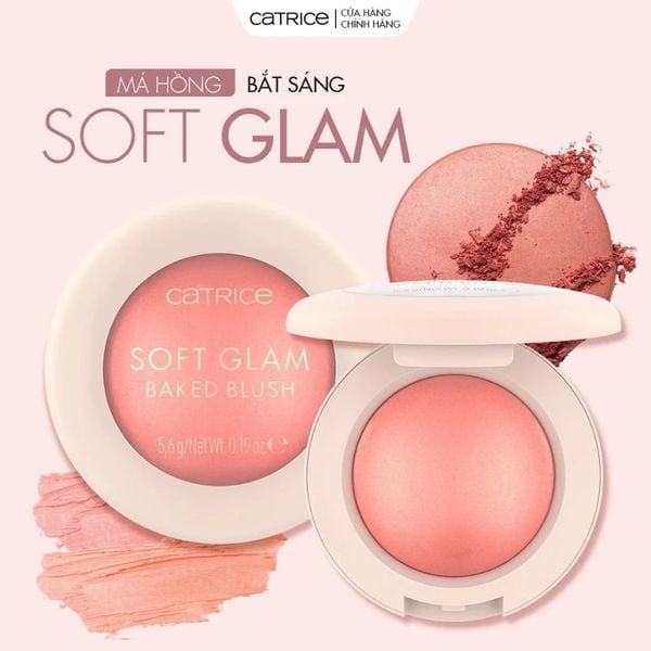  Phấn Má Hồng Catrice Bắt Sáng Soft Glam Baked Blush 5.6g 