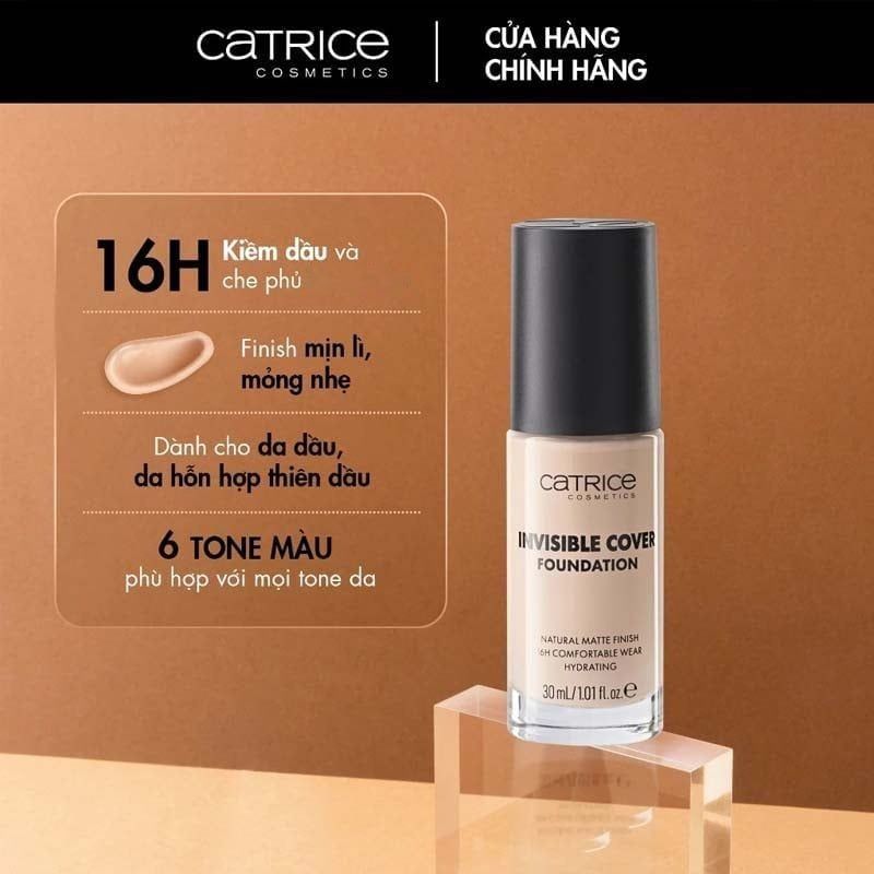 Kem Nền Catrice Kiềm Dầu, Mịn Lì Invisible Cover Foundation 30ml
