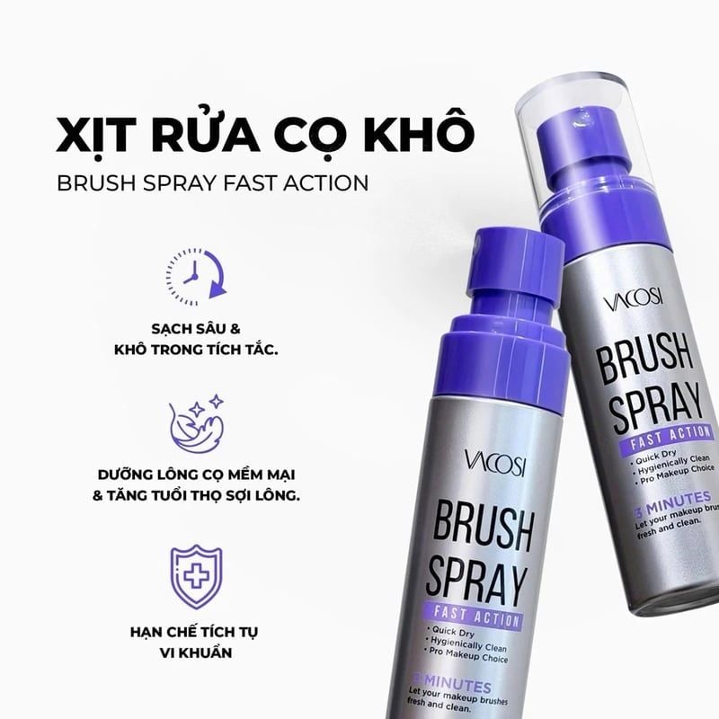 Xịt Rửa Cọ Khô Vacosi Brush Spray Fast Action RC05 60ml