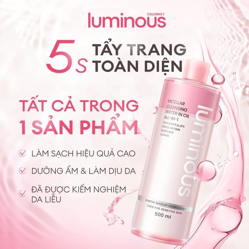 Nước Tẩy Trang 2 Lớp Colorkey Luminous Micellar Cleansing Water In Oil All-In-1