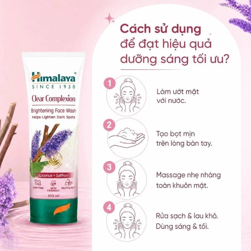 Sữa Rửa Mặt Himalaya Chiết Xuất Nghệ Tây SINCE 1930 Clear Complete Brightening Face Wash 100ml