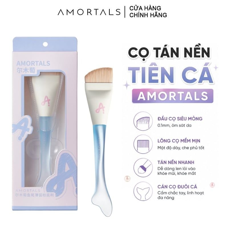 Cọ Tán Nền Amortals Tiên Cá Đầu Vát, Che Phủ Tự Nhiên Fish Tail Slim Arc Foundation Brush