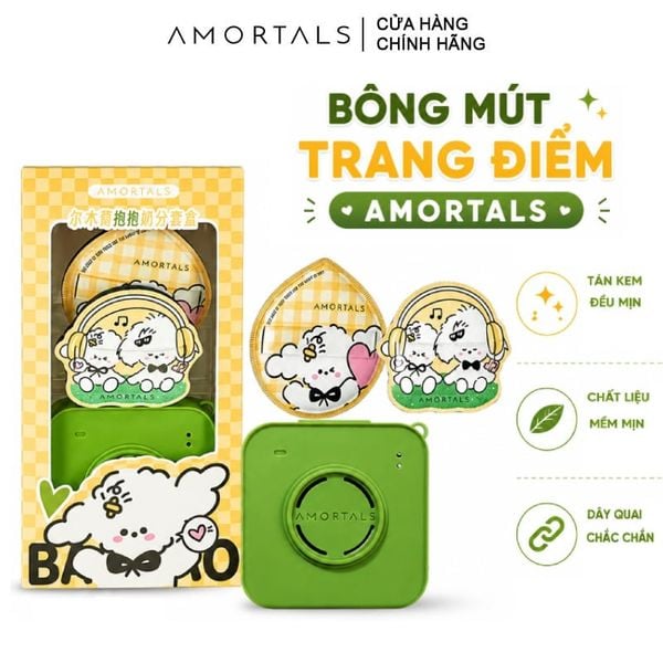  Bông Mút Trang Điểm Amortals Huggy Powder Puff Set (Yellow) 