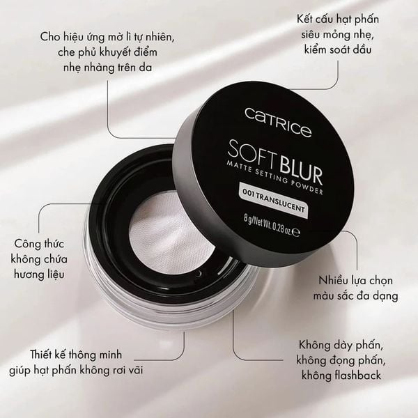  Phấn Phủ Catrice Mỏng Nhẹ Kiềm Dầu Soft Blur Matte Setting Powder 8g 